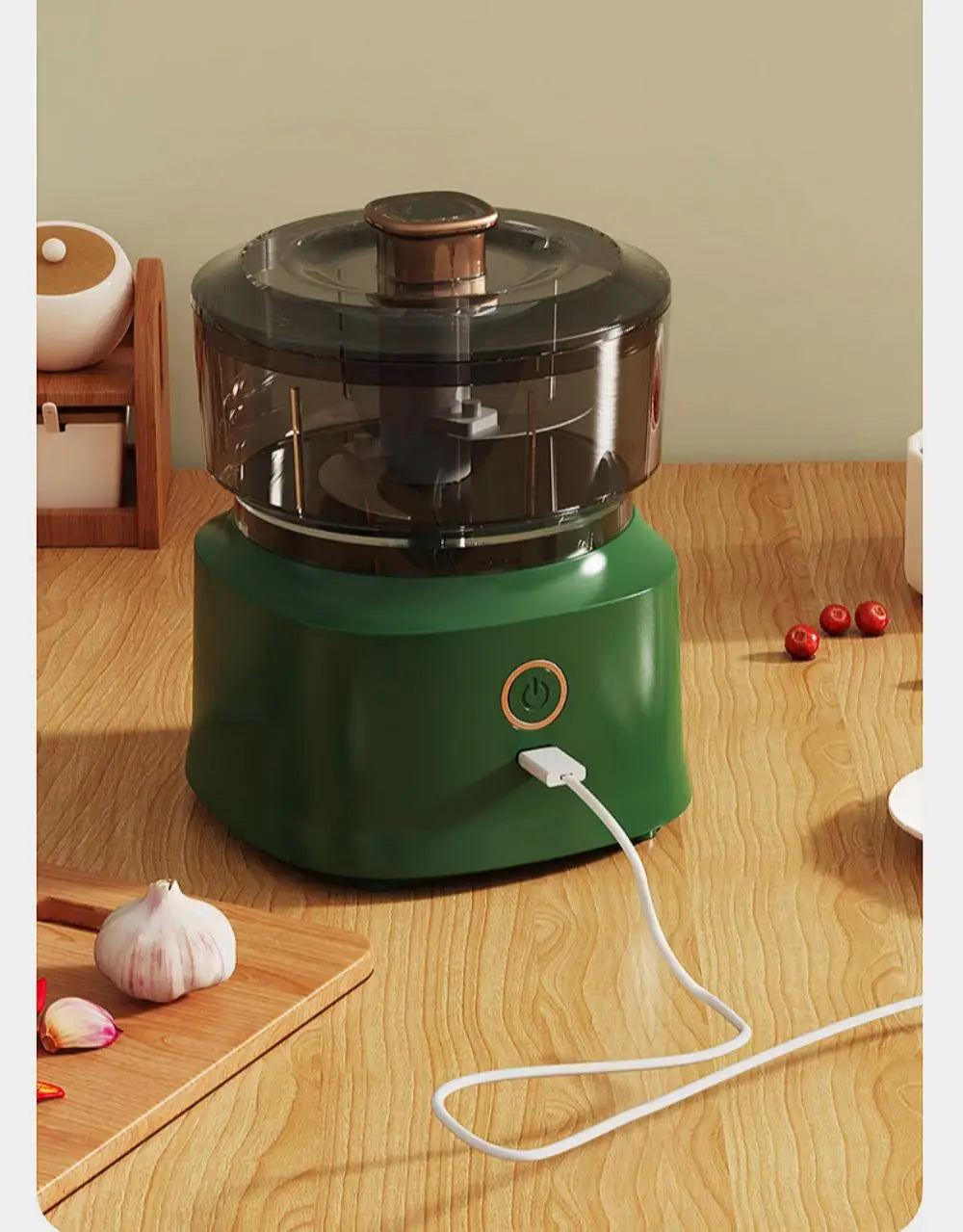 160ml Kabelloser Elektrischer Mini-Zerkleinerer USB-Aufladung Knoblauchpresse Fleischmühle Gemüseschneider Küchen-Gadget