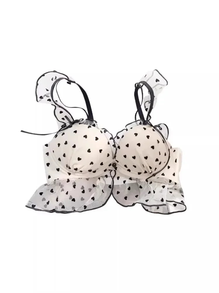MOYISU Koreanischen Stil Drahtlose Spitze Dessous Set für Kleine Brüste Frauen Sexy Pure Desire Süße Nette Bh Netzwerk Liebe Design
