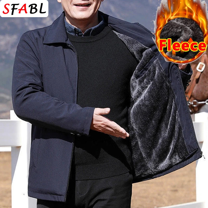 Dicke Fleece Warme Herren Winterjacke Winddicht Herren Wintermantel Fleece Blazer Herren Herbst Windschutz Casual Business Mantel L-3XL