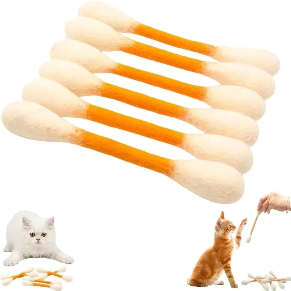6er-Set Filz-Baumwollstäbchen für Katzen: Leichte, weiche interaktive Kick-Sticks zum Kauen, Zahnreinigung und als riesige interaktive Spielzeuge für Katzen