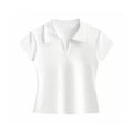 Minimalistisches Vielseitiges Casual-Oberteil 2026 Sommer Neu Einfarbig Gerippter Polokragen Damen T-Shirt Koreanischer Stil Schlankes Kurzarm-Shirt