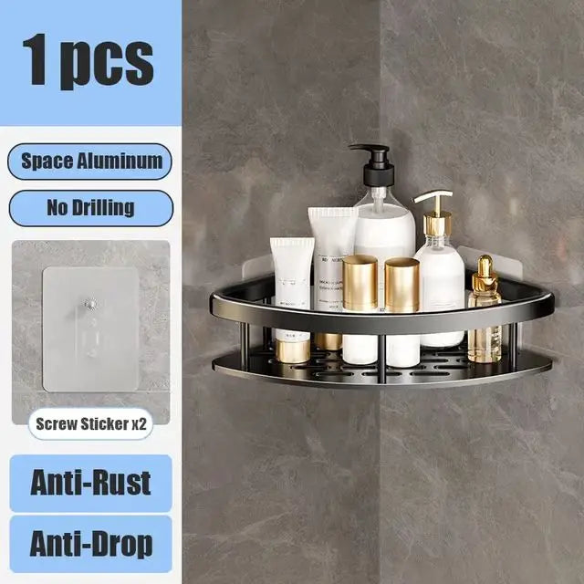 Bad Regal Kein Bohren Wand Montiert Shampoo Flasche Dusche Ecke Rack Wc Lagerung Rack Aluminium Bad Küche Zubehör