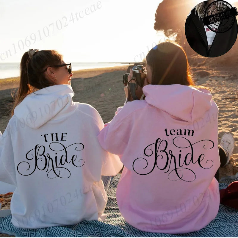 Lustiger Tem Bride Print Damen Kapuzenpullover mit Reißverschluss, Junggesellenabschied, personalisiertes Sweatshirt, Pullover, Kapuzenpullover, Cerveza Sportwear