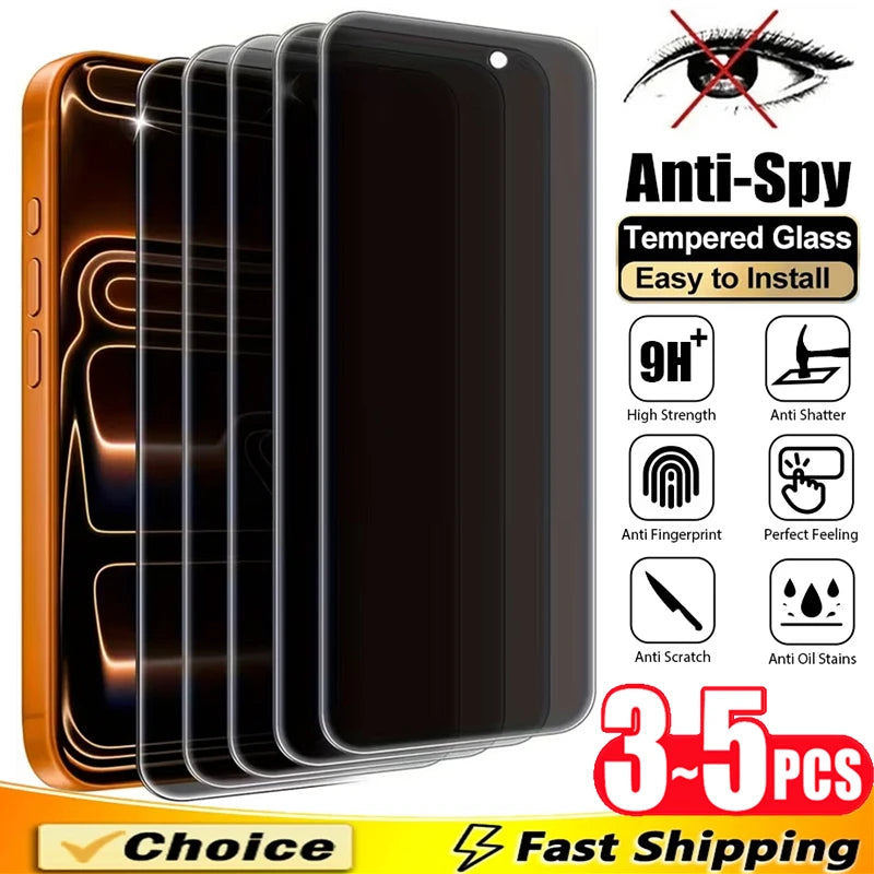 3-5Pcs Volle Abdeckung Privatsphäre Screen Protector Für iPhone 17 16 11 12 13 14 15 Pro Max Anti-spion Glas Für iPhone 15 16 Plus XR X XS
