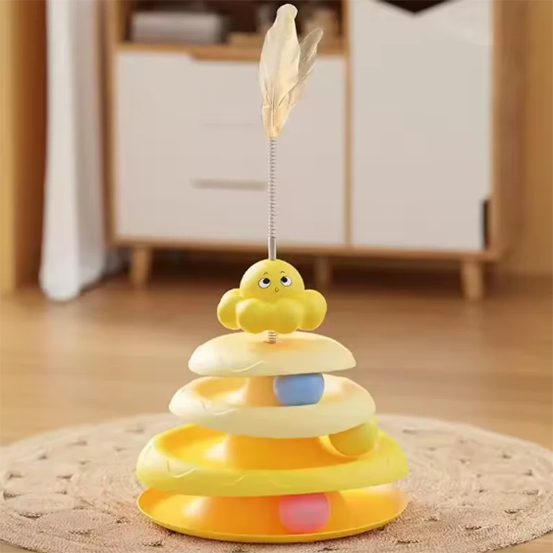 Haustier Dreischichtiger Ball-Katzen-Plattenspieler in Oktopusform, neckender Katzenstab, um Langeweile zu lindern, lustiges Puzzle-Spiel, Heimtierbedarf