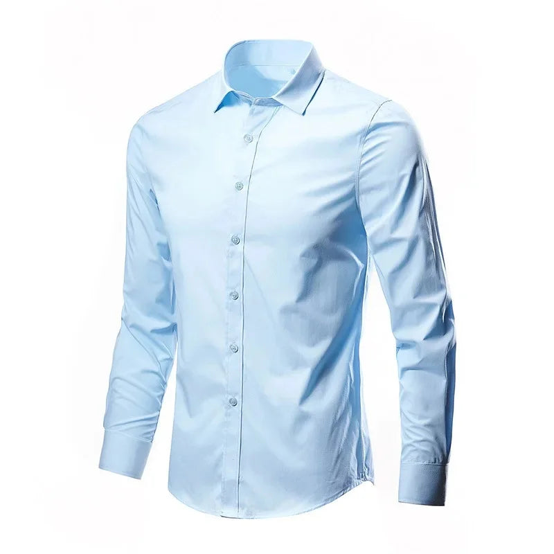 Herren-Langarm-Freizeithemd im koreanischen Stil, Business-formelles Slim-Fit-Hemd in weißer Farbe für Frühling und Herbst
