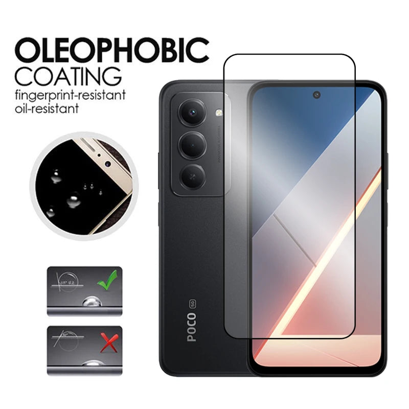 6in1 für Poco M8s 5G Glas für Xiaomi Poco M8s gehärtetes Glas 2.5D Full Cover Displayschutzfolie für Poco M8s Objektivfolie
