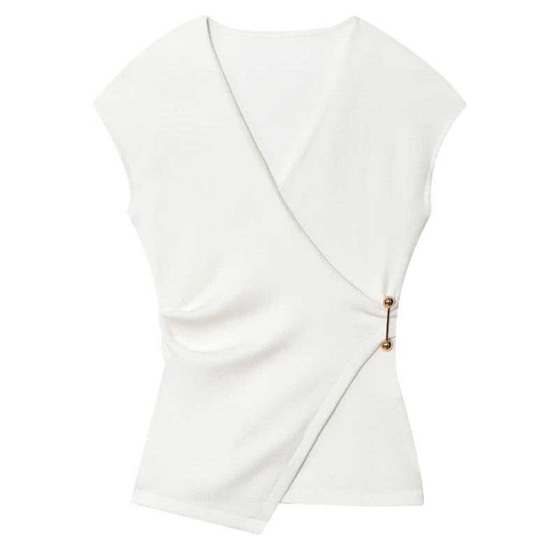 Damenanzug mit V-Ausschnitt Weste & Weite Hosen Set Elastische Taille Lockere Hosen für Damen 2026 Neu Elegantes Lässiges 2-Teiliges Set