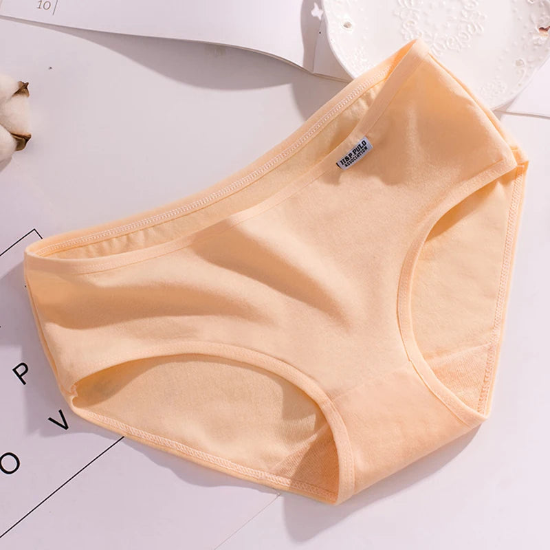 Damenhöschen aus reiner Baumwolle, weich, atmungsaktiv, bequem, Unterwäsche, Bonbonfarben, Unterhose, mittlere Taille, große Größe, M-XXL, Slips, Dessous