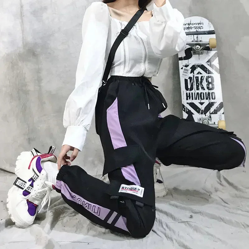 Cargo Hosen Für Frauen Farbe Passenden Knöchel Banded Skateboard Hosen Schwarz Jogger Weibliche Jogginghose Plus Größe S-4XL 5XL