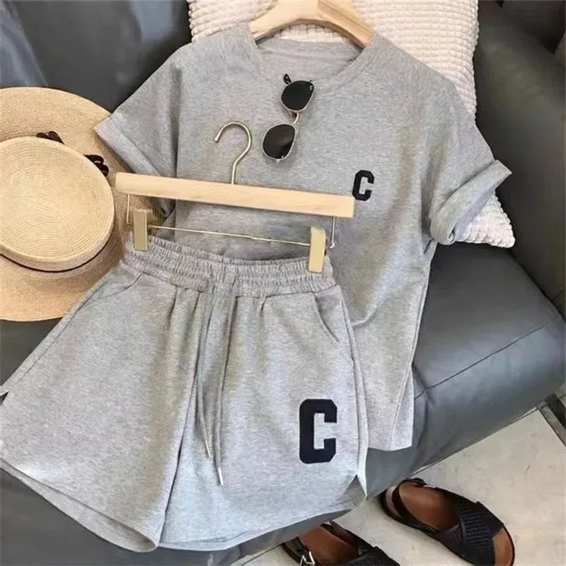 Bull Horn Sleeve Casual Sportanzug Damen Sommer Dünner Stil Sommer Laufmode Western-Stil Kurzarm Shorts Pyjamas