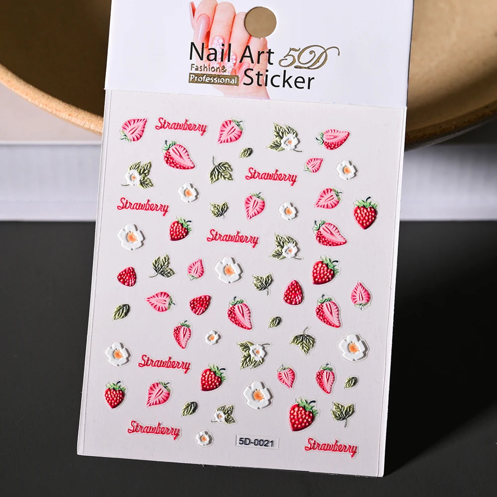 5D geprägte Lächeln Nail Art Aufkleber lustig/Lächelnde Sonnenblume Nail Art Aufkleber Kawaii Macaron selbstklebendes Design DIY glückliche Dekoration