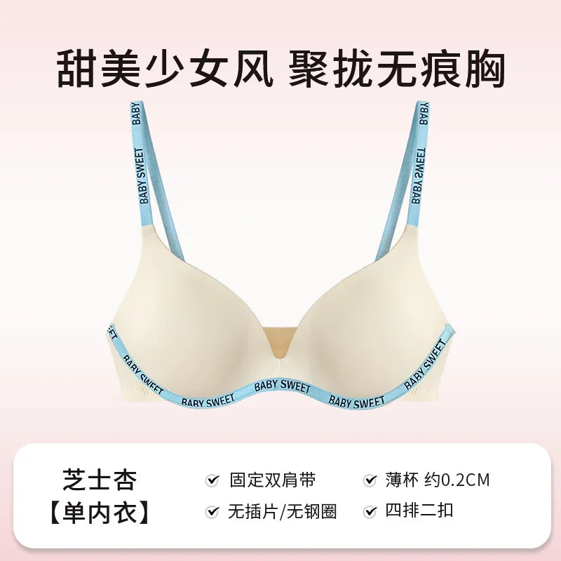 Kabelloses, nicht gepolstertes BH-Set für kleine Brüste, nahtloser Komfort-Bralette und Slip, reine, elegante Damenunterwäsche für Teenager und Mädchen