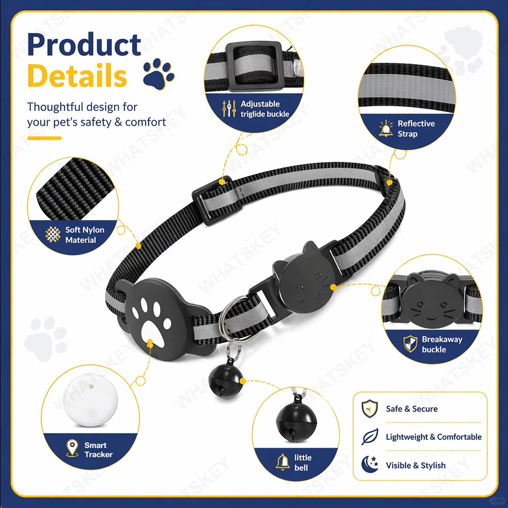 Verstellbares Haustier-Halsband mit GPS-Tracker, Google Find My Android Finder, Ortungsgerät-Set, Haustierzubehör, Elektronische Geräte für Katzen und Haustiere