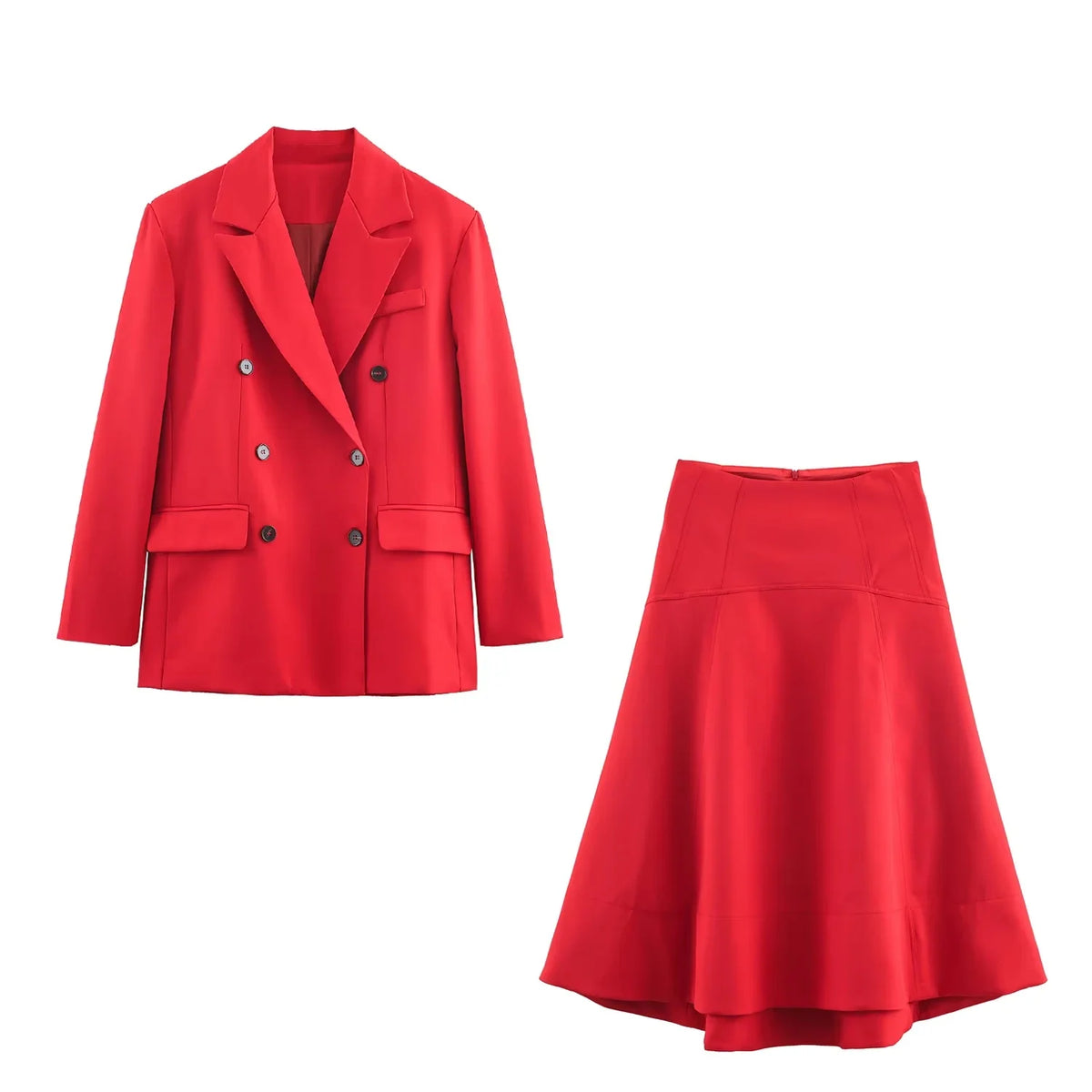KONDALA Eleganter, lässiger, schicker Damen-Blazer-Rock-Anzug, fester Knopf, Langarm-Blazer, langer, lockerer Rock, modischer 2026-Frühlingsanzug