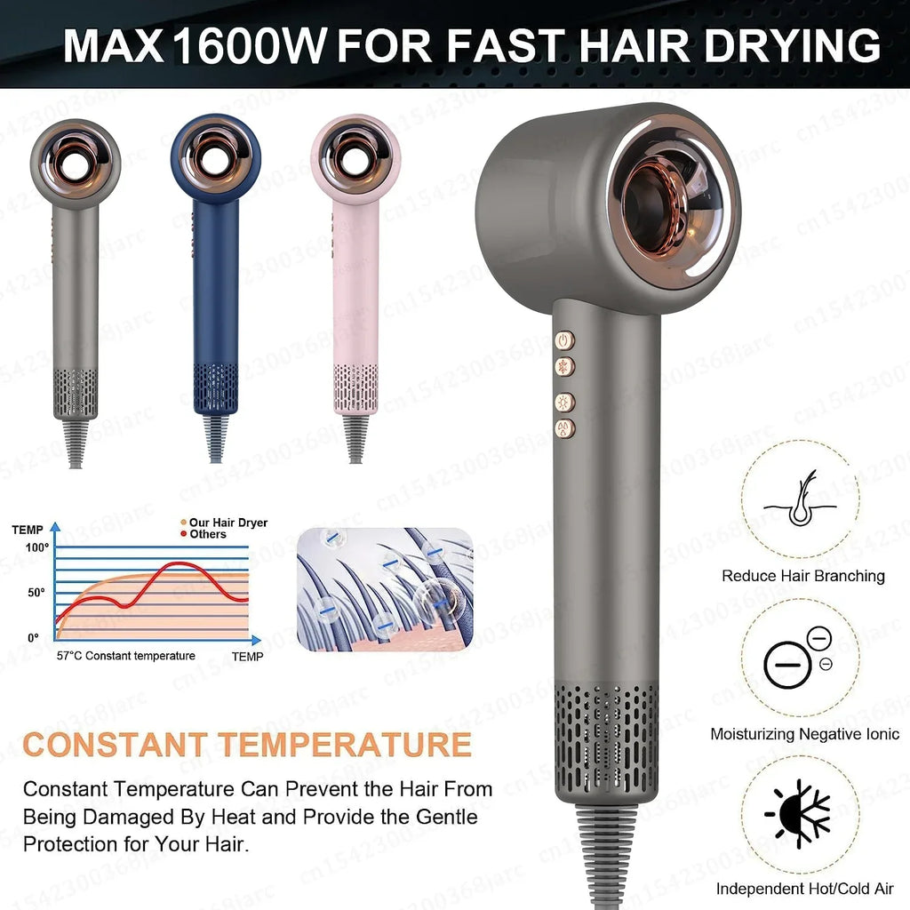 220V 1600W Super Haartrockner Blattloser Haartrockner Persönliche Haarpflege Styling Negativ-Ionen-Werkzeug Konstante Anion Elektrische Haartrockner