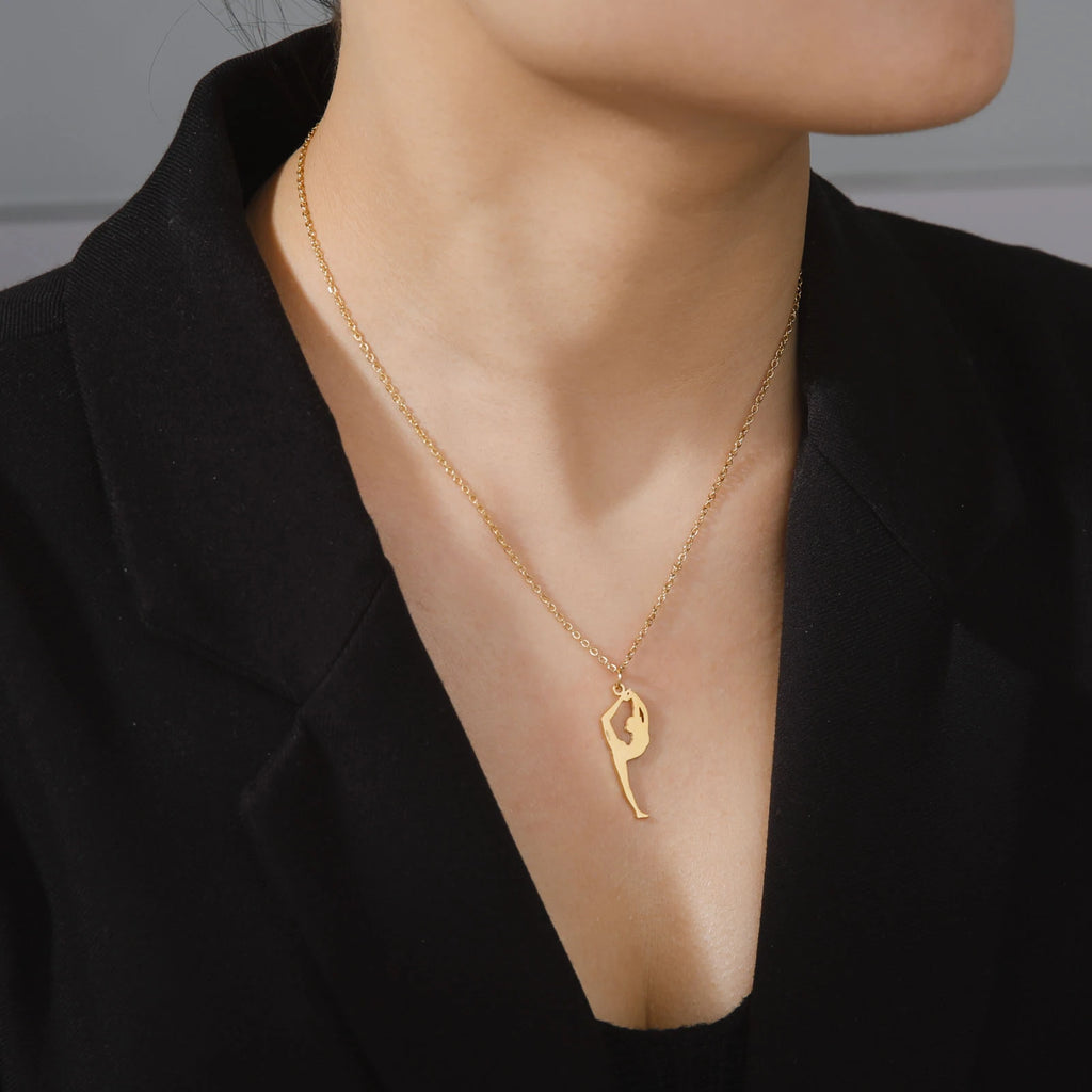 Amaxer Edelstahl Sport Sportler Künstlerische Gymnastik Halskette Für Frauen Anhänger Halsband Team Schmuck Geschenk