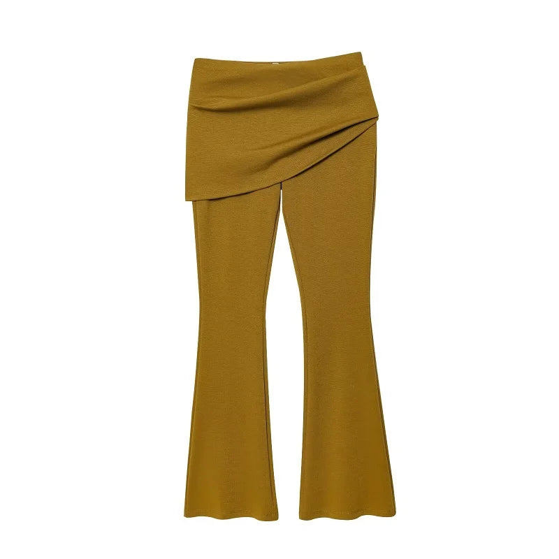 MUJER Schlaghosen-Sets für Damen, 2-teilig, gerüscht, hohe Taille, Damenhose, schulterfrei, bauchfreies Top, Damenhose, Damen-Outfits