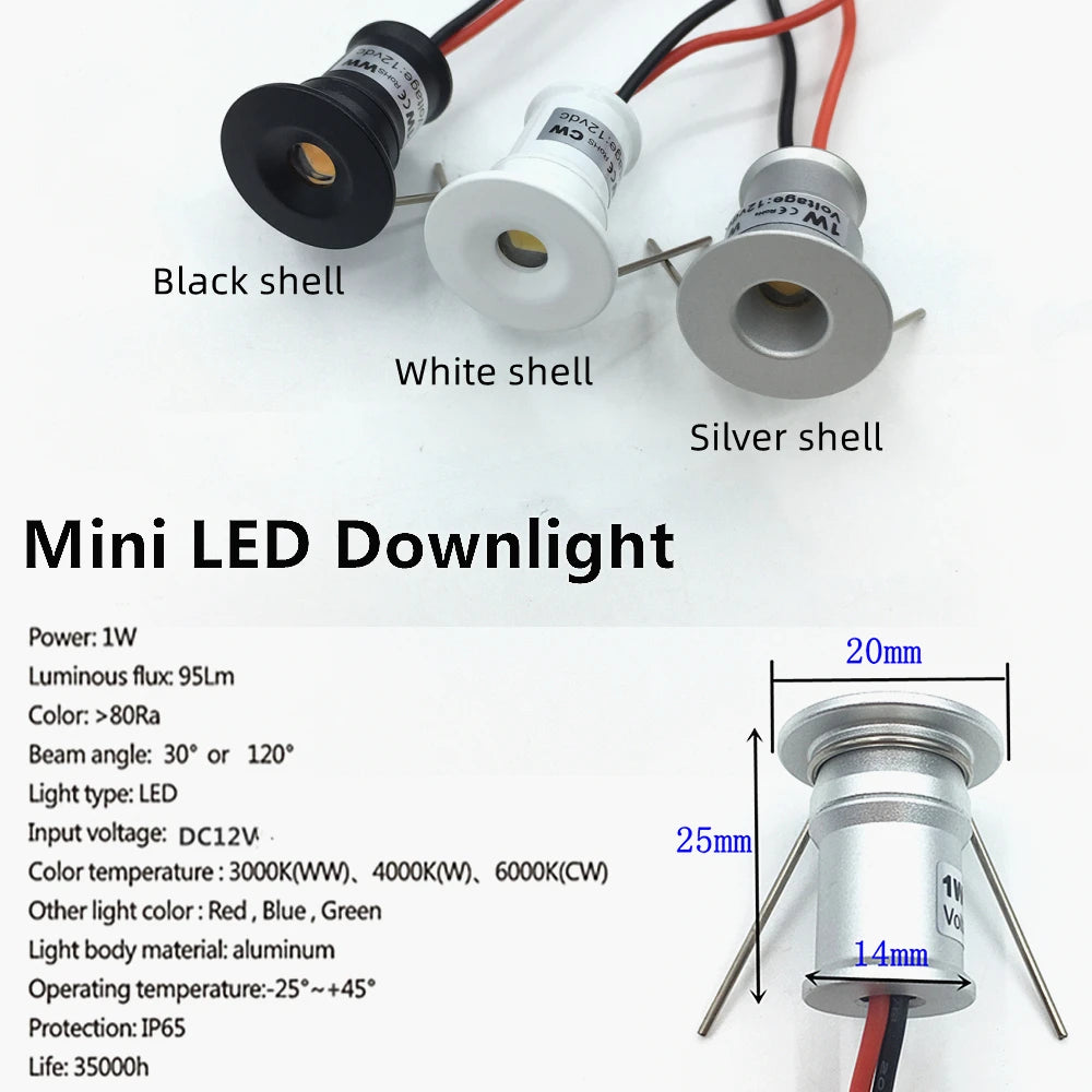 1W Mini Downlight Led 12V Kleine Dimmbare Scheinwerfer Treppen Küche Schrank Umgebungs Spot Licht Einbau KTV Party decke Beleuchtung