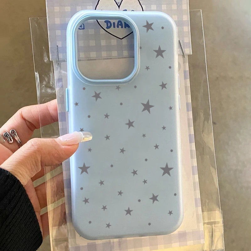 Entzückende Stern-Süßigkeitsfarben-Handyhülle für iPhone 17 Air 16 15 14 13 Pro Max 11 12 X XR XS Max 16E 7 8 Plus 2 IN1 Soft Matte Cover