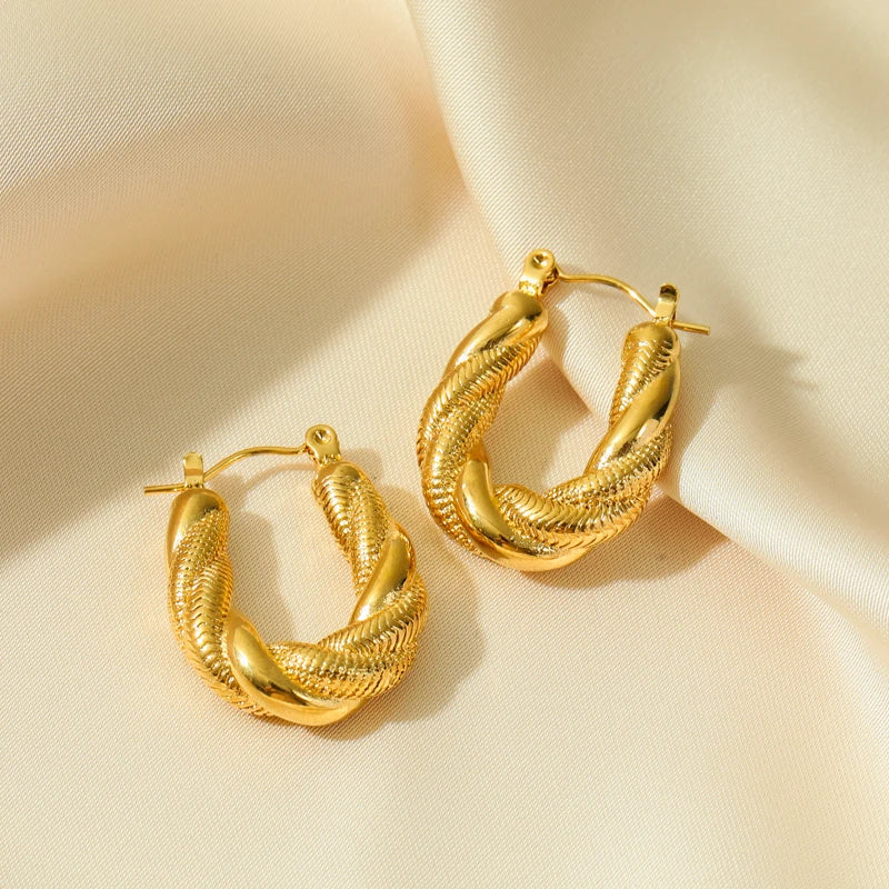 GANEMLY 316L Edelstahl Metall Goldfarben Creolen für Damen Neue Trendige Exquisite Wasserdichte Ohrschmuck Geschenk für Frauen
