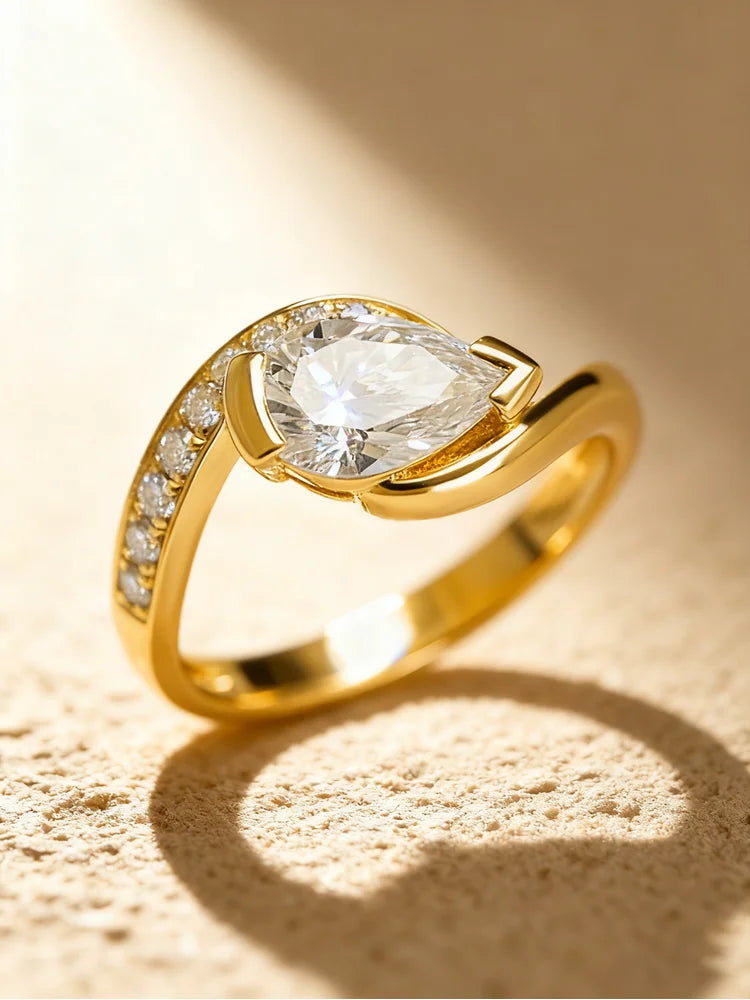 925er Sterlingsilber, modisch, exquisiter Wassertropfen-Zirkon-Ring für Frauen, Verlobung, Hochzeit, Jahrestag, hochwertiger edler Schmuck