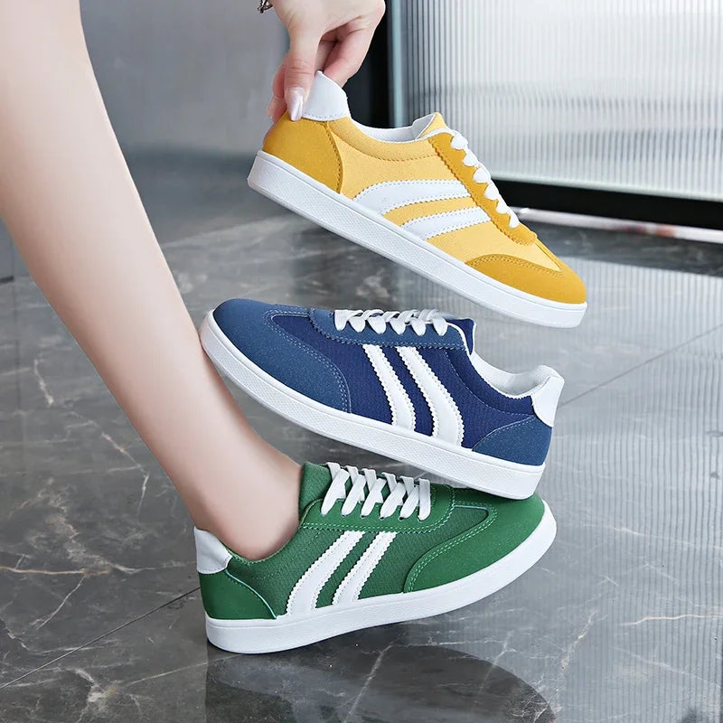 Frauen Tennis Turnschuhe Wohnungen Damen Mode Mischfarben Lace-up Vulkanisierte Schuhe Frühling Herbst Frau Outdoor Trainer Schuhe