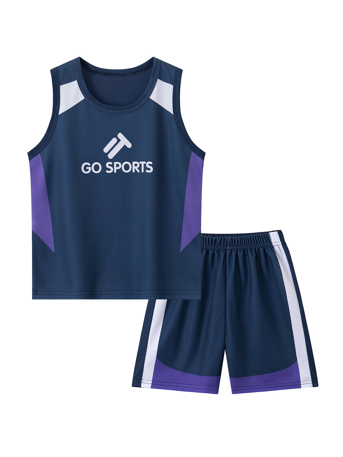 2-teiliges Sommer-Set für Kinder mit Buchstabenmuster, Weste und Shorts, lässiges Sport-Oberteil mit Rundhalsausschnitt für Jungen, farblich abgestimmte bequeme Hose