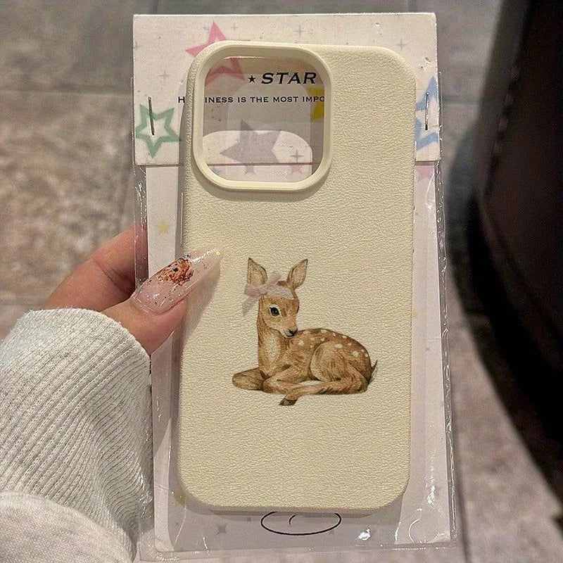 Hirsch Lichee Muster Einfache Retro Handyhülle für iPhone 17 16 15 14 13 12 11 Pro Max XS XR 16 Plus stoßfeste Candy Bumpper Cover