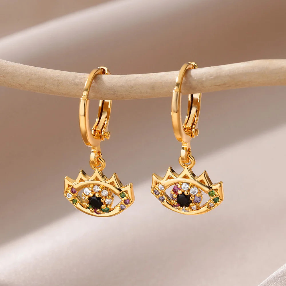 Luxus Zirkon Evil Eye Hoop Ohrringe Für Frauen Edelstahl Türkische Teufel Auge Eardrop Ohrring Ästhetischen Schmuck Geschenk aretes