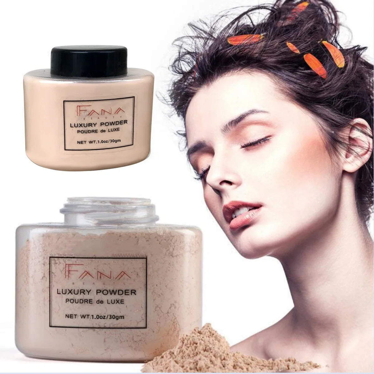 4-farbiges Luxuspuder für Frauen, Gesichtsgrundierung, Bananenpulver, Flasche, loses Pulver, authentische Ölkontrolle, Schönheits-Make-up-Kunstwerkzeuge
