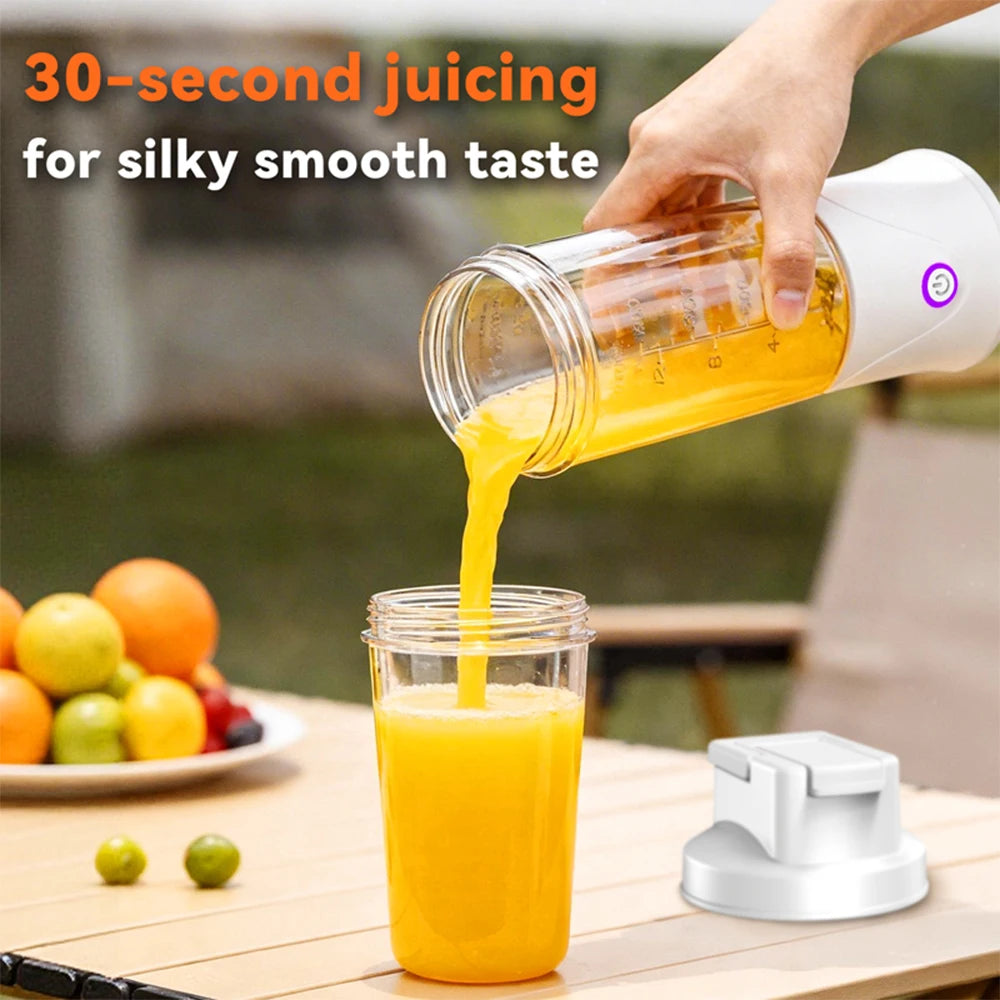 Tragbarer Fruchtentsafter, Mini-Mixer, 450 ml, elektrischer Saftbecher, 12 Klingen, wiederaufladbarer Mixer für Shakes und Smoothies, Eiszerkleinerer