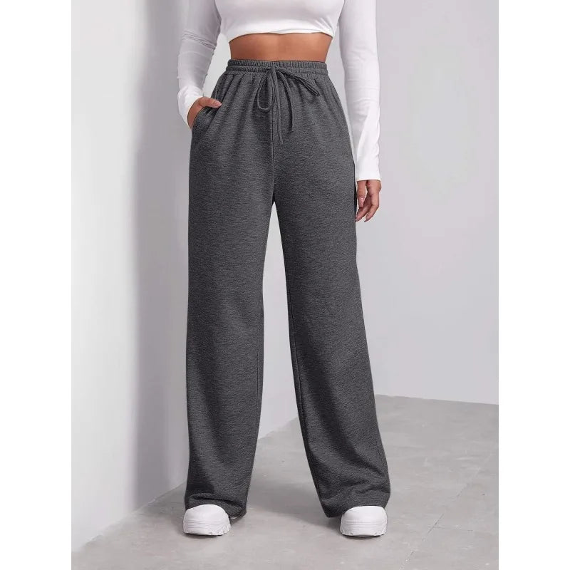 Plus Size Damen-Jogginghose mit hoher Taille, gerade, einfarbig, lässig, vielseitige Hose, modische, lässige Sporthose