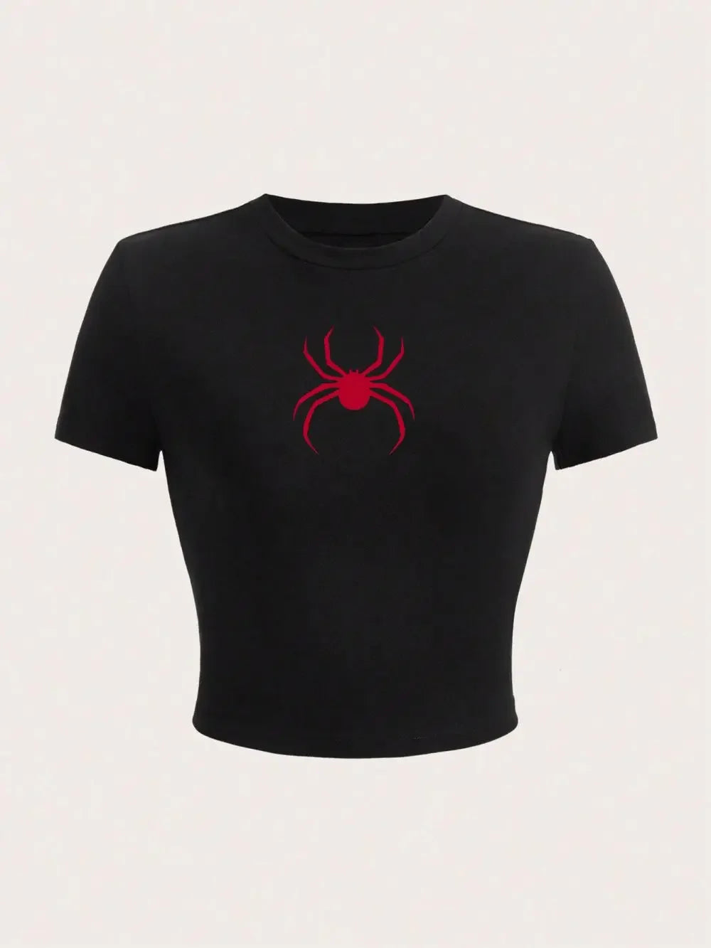 Einfache Rote Spinne Drucke Crop T-Shirt Straße Gestellte Nabel Frauen Kurzarm Bequeme Atmungsaktive Stretch Weiche Weibliche Kleidung