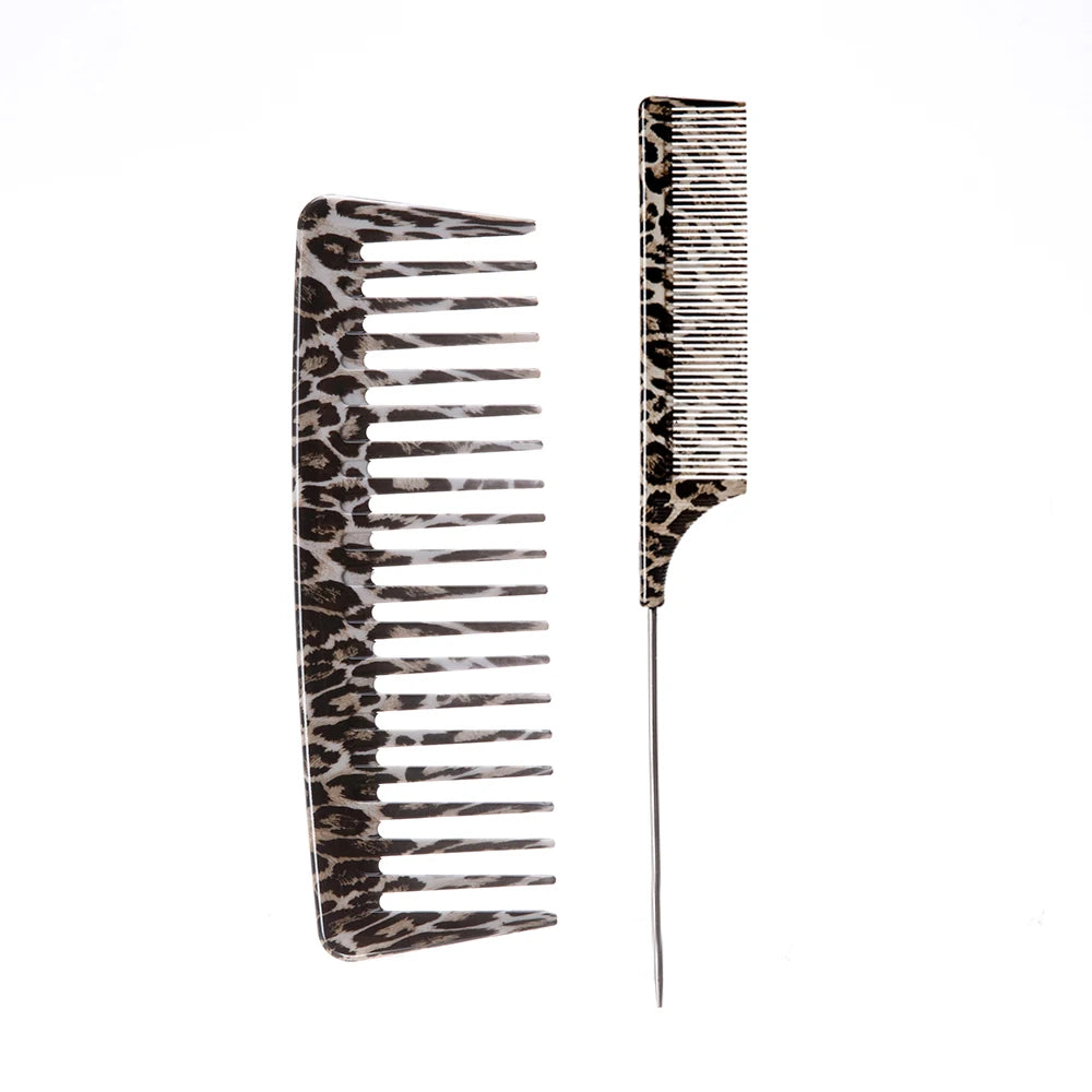 1/2/3 Stück Haarschneidekamm mit Leopardenmuster, Stiftkamm, breiter Zahnkamm, Ölgabelkamm. Haarschmuck für glattes Haar zum Kämmen im Salon