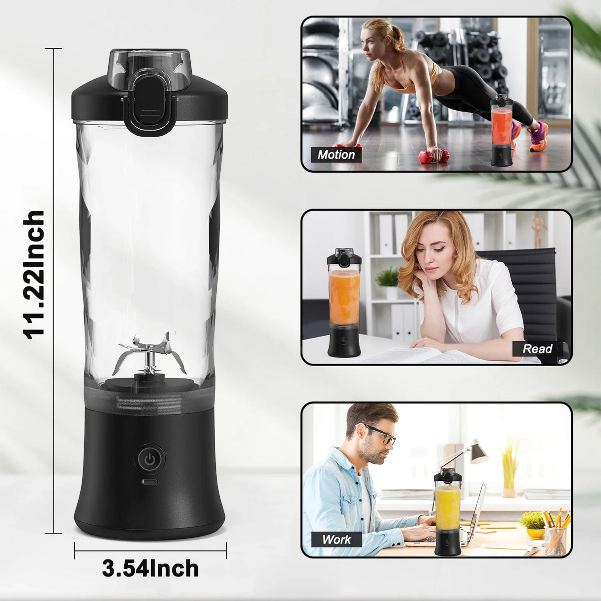 Tragbarer Mixer, elektrischer Entsafter, 600 ml, Obstmixer, 4000 mAh, USB wiederaufladbar, Smoothie-Mini-Mixer, Multifunktions-Saftbereiter