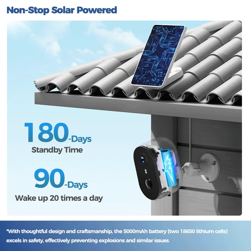 ALEVIO 2,5K Outdoor-Solarkamera WLAN kabellose Solarkamera  ultralange Standby-Zeit KI-Erkennung Farbnachtsicht PIR-Scheinwerfer wasserdichte Batterie-CCTV robuste Sicherheitsüberwachungskamera zewnętrzna