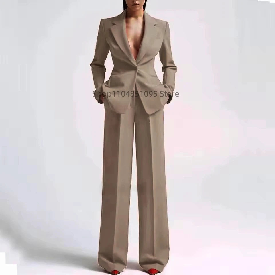Neue elegante Hosenanzüge für Damen im Western-Stil, einfarbiges 2-teiliges Set, das Ihre Silhouette für den Alltag und die Freizeit ausglättet.