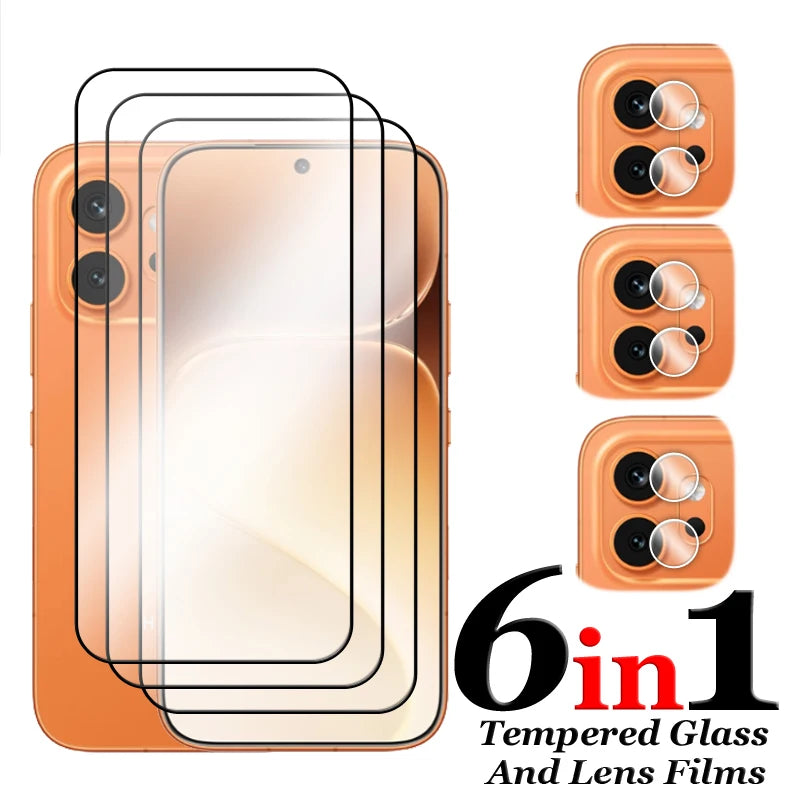 6in1 Schutzglas für Honor 600, für Honor 600 Pro, gehärtetes Glas, 2.5D, vollflächig klebend, Displayschutzfolie für Honor 600, Linsenschutzfolie