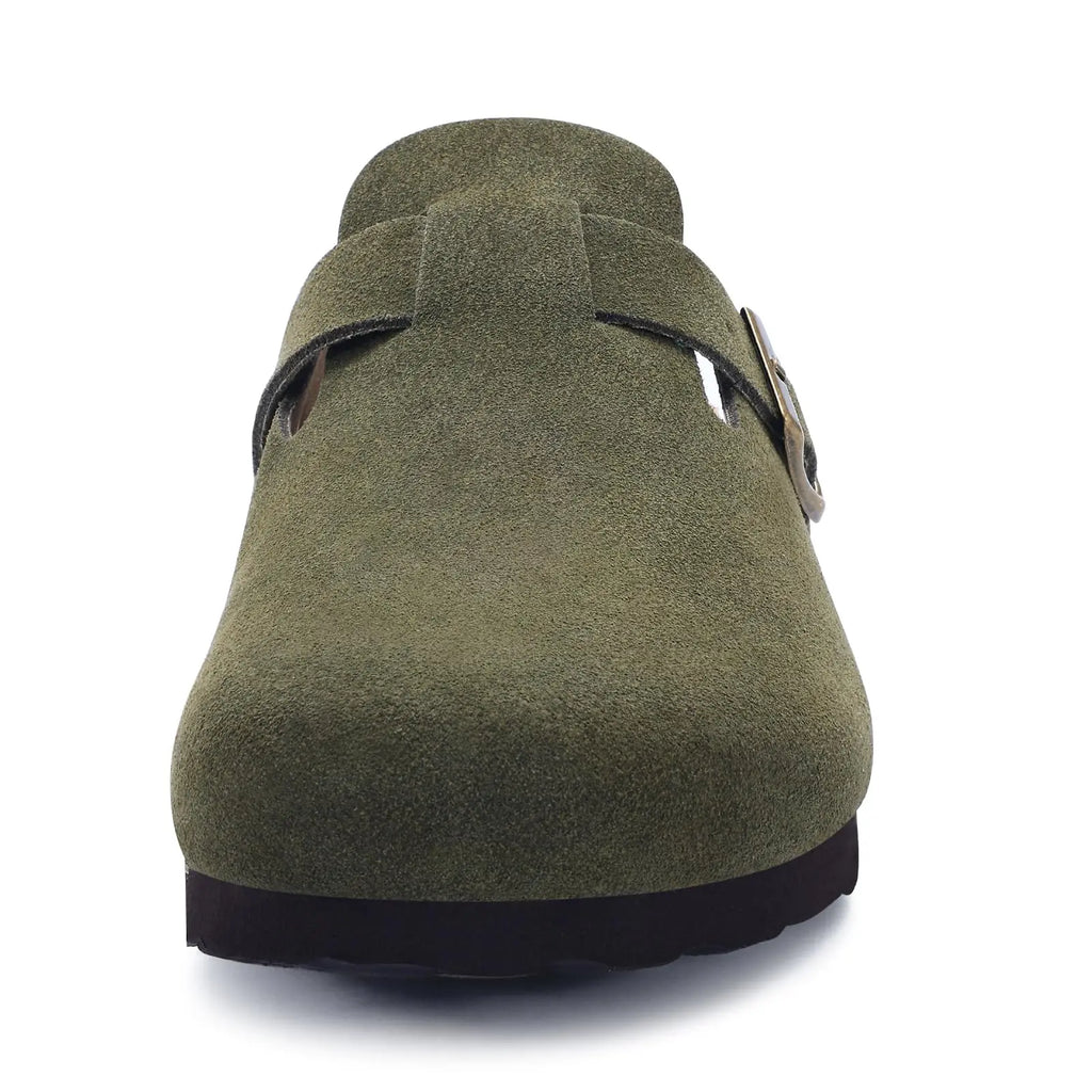 Shevalues Herren-Wildleder-Clogs, weiche Leder-Pantoletten, Herren, neue Sommer-Männer-Kork-Sandalen, bequeme Slip-On-Unisex-Clogs mit Fußgewölbeunterstützung