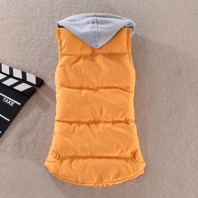 Plus Größe 6XL Damen Daunenweste mit Kapuze, warm, Herbst und Winter, dick, übergroß, abnehmbare Weste für Damen