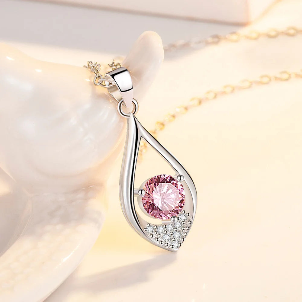 Halskette aus 925er-Sterlingsilber mit Zircom für Damen, 18 Karat vergoldet, Schmuckanhänger, Geburtstagsgeschenk, Schmuck, Geschenk, Neu, N52140