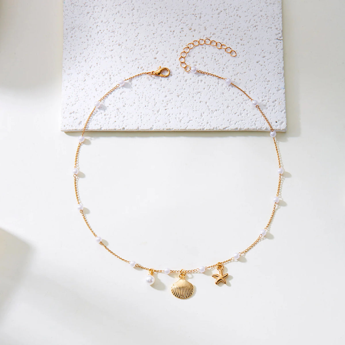 Bohemian Gold Farbe Seestern Shell Anhänger Halskette Für Frauen Strand Halsband Perle Ketten Hals Sommer Party Schmuck Geschenk