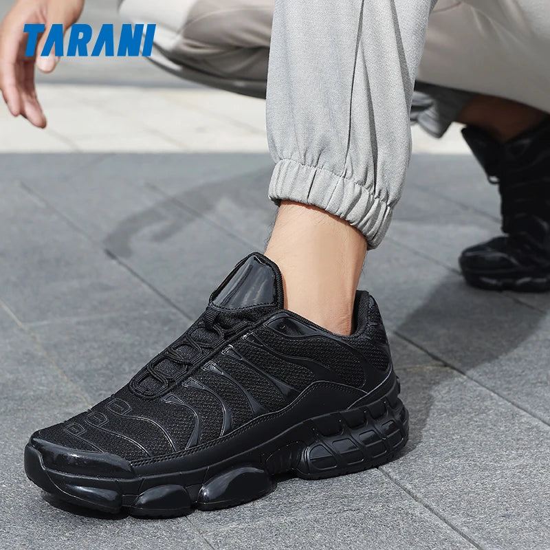Tarani Herren Trend Casual Sportschuhe mit Luftpolster, atmungsaktives Mesh, bequeme Sportschuhe zum Spazierengehen und Pendeln – Schwarz