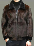 Übergroße Herren-Kunstpelzjacke, Kunstnerz-Mantel, Verdickter Warmer Oberteil, Revers-Nerzjacke, Herbst- und Winterstil