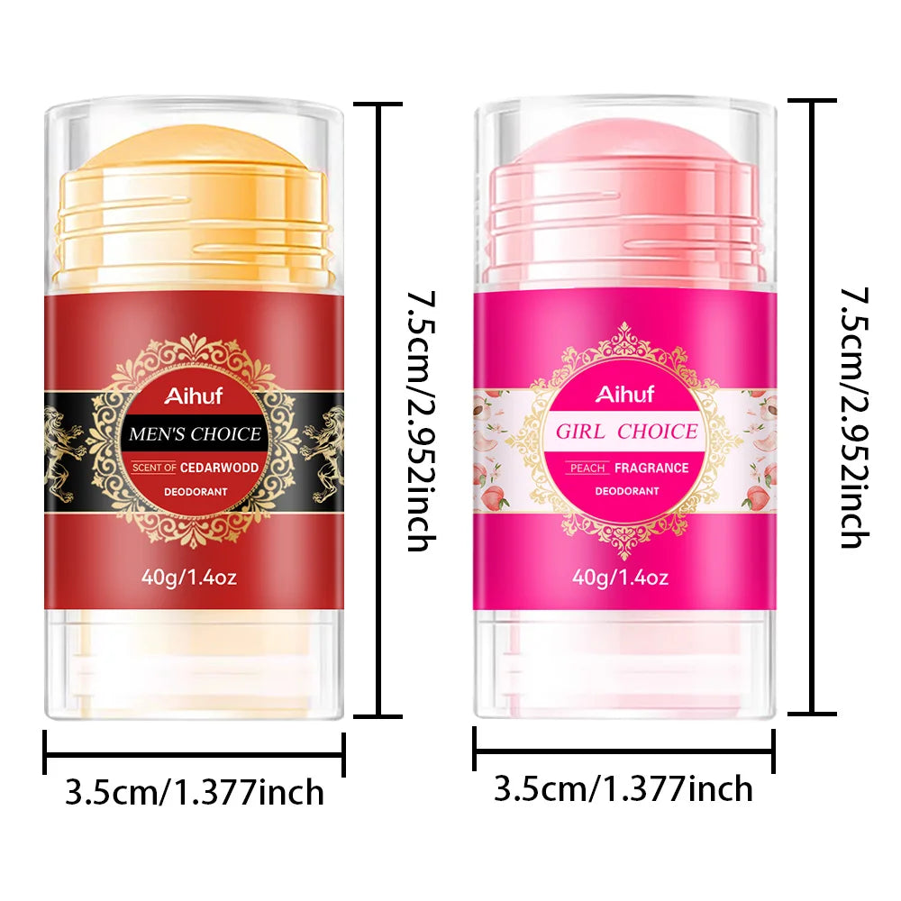 AIHUF Unisex 40g Deodorant-Stick mit Zedernholz- & Pfirsich-Duft Tragbares Dreh-Design Langanhaltend 72h Deodorant für Empfindliche Haut