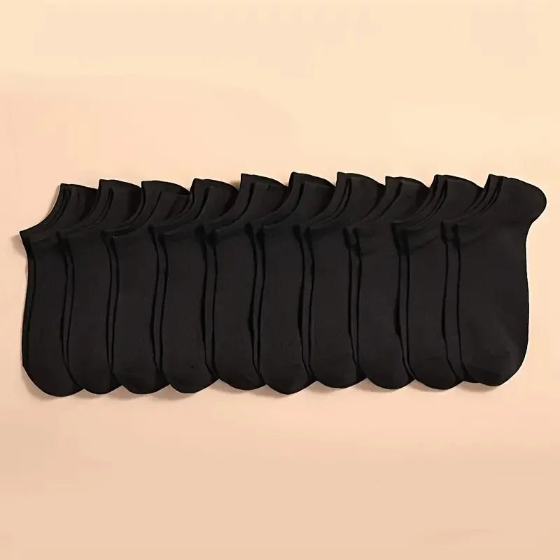 10 Paar lässige, einfarbige Unisex-Bootssocken, dünn, atmungsaktiv, bequem, geruchshemmend, schweißabsorbierend, niedrig geschnittene Söckchen für Männer und Frauen