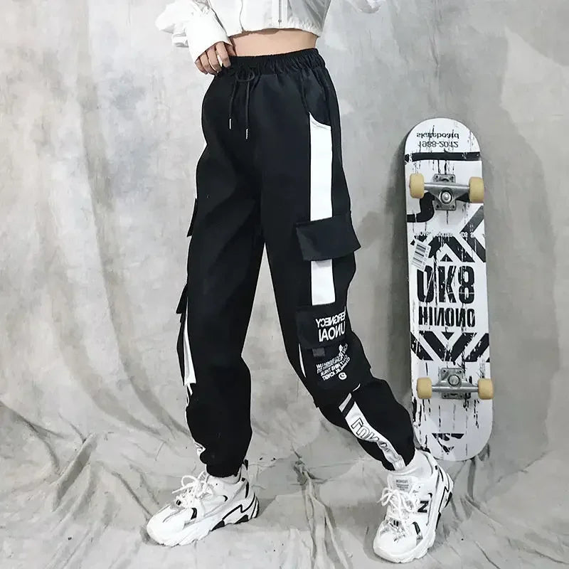 Cargo Hosen Für Frauen Farbe Passenden Knöchel Banded Skateboard Hosen Schwarz Jogger Weibliche Jogginghose Plus Größe S-4XL 5XL