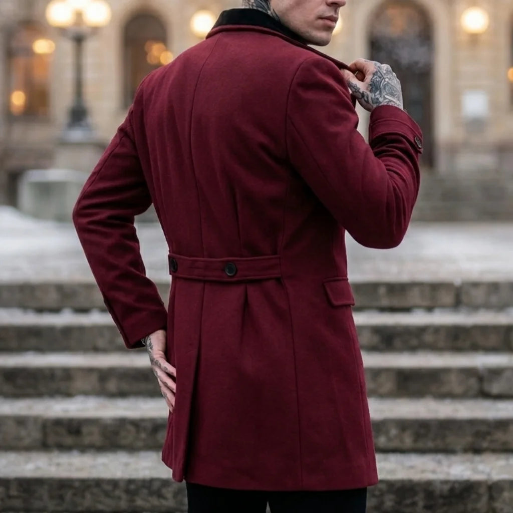 2026 Neue Herren Herbst-Winter-Mantel Farbkontrast Lässiger Wollanzug-Jacke Zweireihiger Trenchcoat für Herren Winter