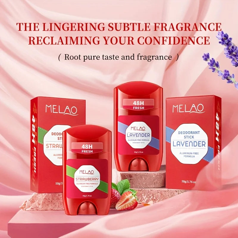 Lavendel-Deodorant-Stick, Erdbeer-Deodorant-Stick, 50g - 48 Stunden anhaltende Frische, Feuchtigkeitsspendend und Erfrischend, Geeignet für Arbeit, Dates und den Heimgebrauch